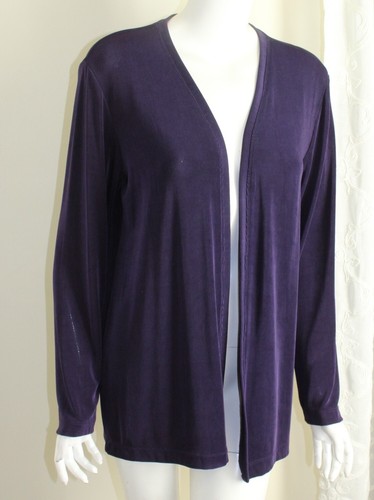 NWT Chico's Travelers Sz 2 L PURPLE ZINFANDEL Open Jacket Blazer Slinky Knit - Picture 2 of 4