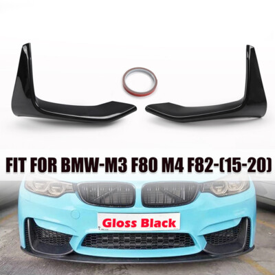 Black Front Bumper Side Splitter Canard Lip For BMW F80 M3 F82 F83 M4 15-19 2020