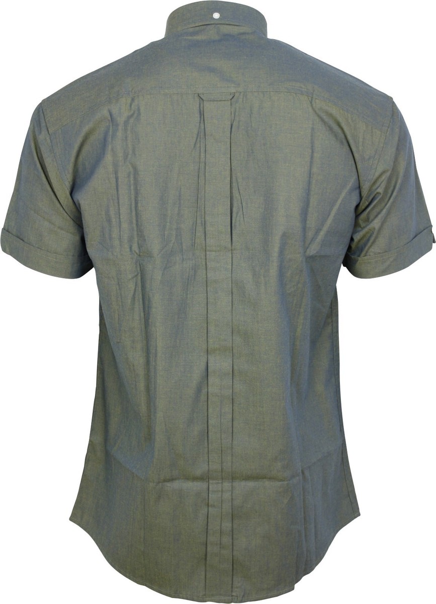 Chemise Homme Relco Manches Courtes - Bleu Vert Tonique Style Rétro Indie - 100% Coton Ajusté