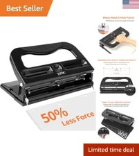 All-Metal Adjustable 2-3 Hole Punch with Rubber Base – Ideal for Home & Office