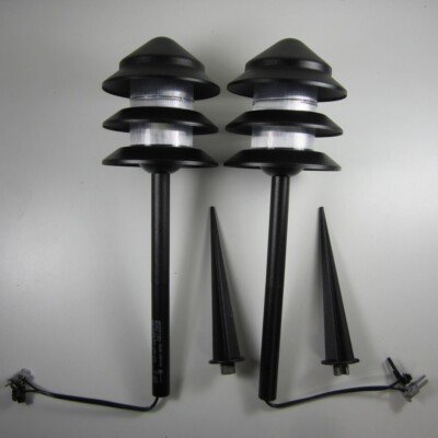 Qty 2 Intermatic Malibu LT13 Black 3 Tier Metal Outdoor Landscape Light 7-Watt