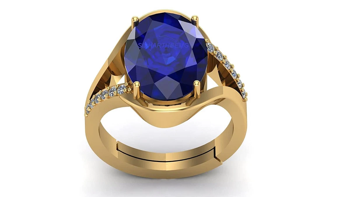 Buy PRANJAL GEMS 14.25 Ratti Neelam Stone Original Certified Blue Sapphire  Gemstone Adjustable Woman Man Ring With Lab Certificate(KI) Golden at  Amazon.in