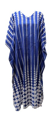 Damen Frauen Übergröße Kaftan gepunktet Fledermaus Maxi freie Größe bis 36 blau