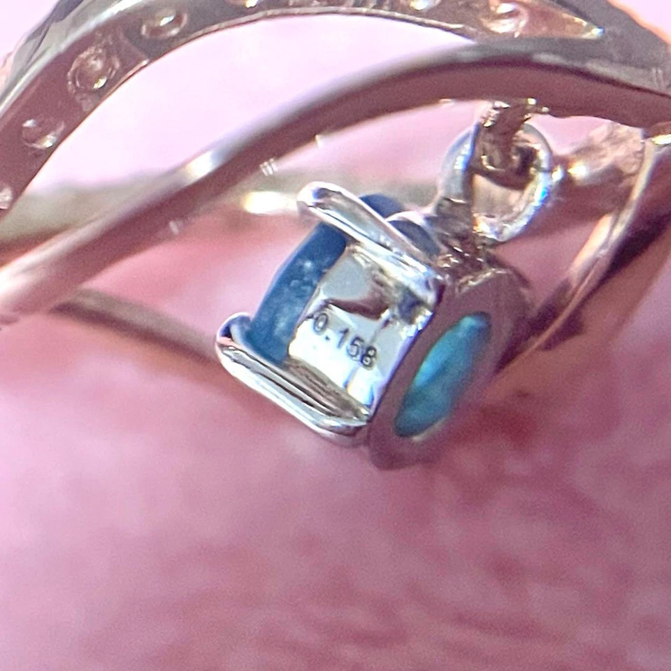 0.158ct Old Mine Brazil Paraiba Tourmaline Diamond 18k Rose Gold Pt900 Pendant - Image 4 of 4