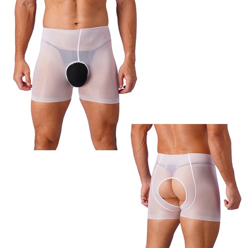 Boxer homme transparent slip nylon sans entrejambe culotte sous vêtement de nuit - Photo 23 sur 123