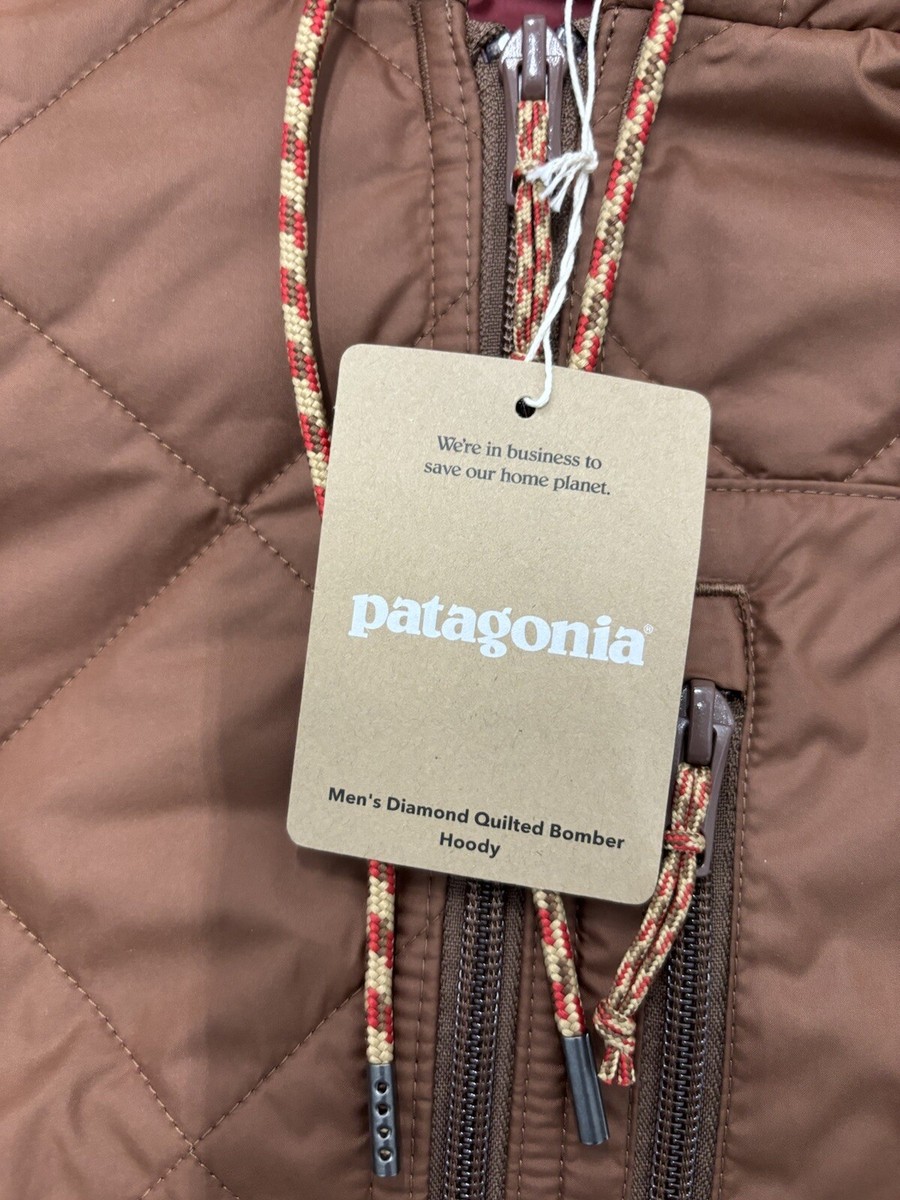 Patagonia Diamond Quilted Bomber Hoody Moose Brown New Mens Patagonia Diamond Quilted Bomber Hoody Moose Brown New Mens