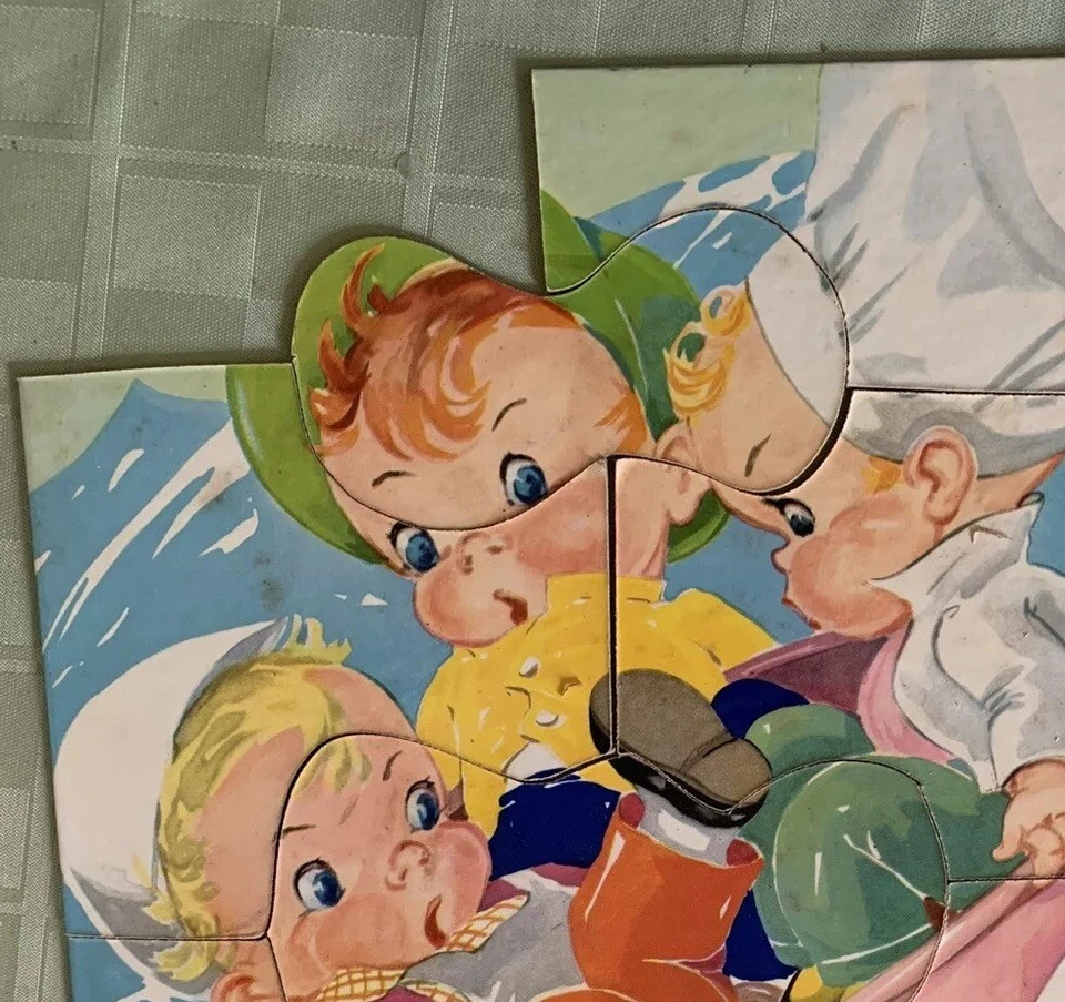 Rompecabezas de cartón de dos caras Ruth E Newton vintage años 40 13 x 9 pulgadas esquina faltante Foto 2 de 4