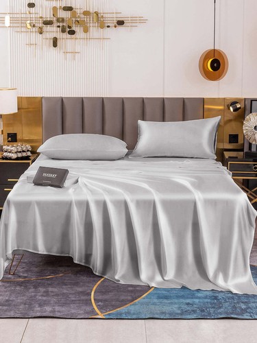 19 MM Heavy Weight Nature Silk Seamless Sheets Set 2 Pillowcases Can Custom Size - Picture 73 of 79