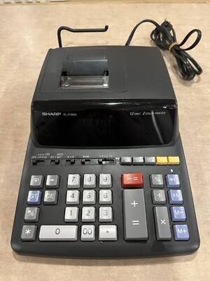Sharp EL-2196BL 12-Digit Black Desk 2 Color Printing Calculator - ( TESTED ).