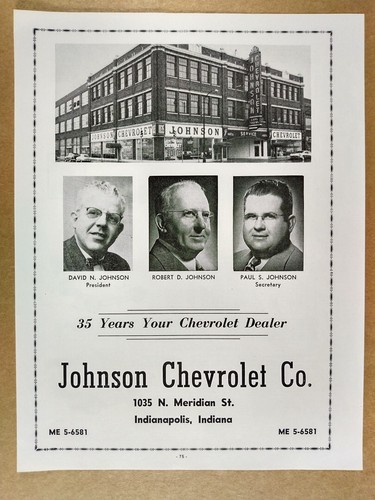 1961 Johnson Chevrolet Dealership Indianapolis vintage print Ad