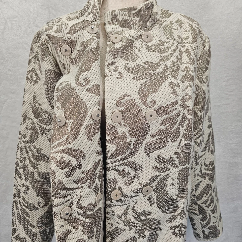 Chaqueta Blazer Coldwater Creek Mujer 14 PETITE Brocado Clásica Oficina Carrera Usada en Excelente Condición Foto 4 de 4