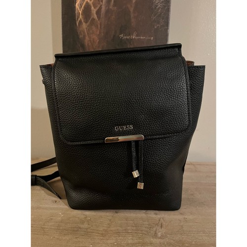 Faux leather black book bag Purse by guess