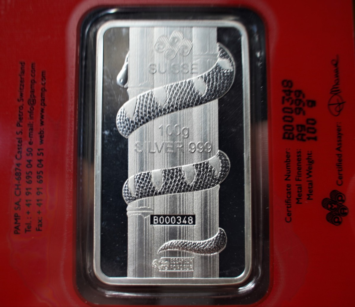 PAMP Suisse 2013 Year of the Snake 100 gram 999 fine silver bar