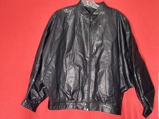 Vintage Carte Leather Jacket Black Women's Large Very Unique Cut Zip Close
