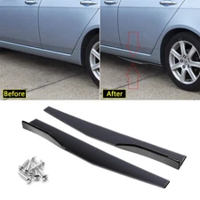 Pair 74.5cm Car Glossy Black Side Skirts Rocker Splitters Diffuser Winglet Wings
