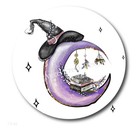 Purple Moon Book Lover Witch Hat Halloween Scrapbook Stickers Envelope Seals