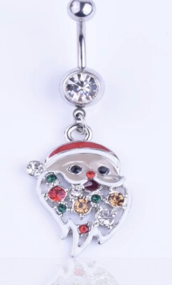 Bellybutton Ring Holiday Santa Surgical Steel With Gift   Box - FREE SHIPPING!!