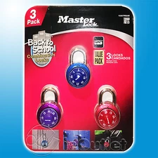 NEW Master Lock Anti-Shim Steel Combination Combo Lock School Locker (3-PACK)