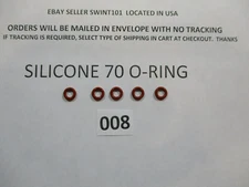 008 Silicone O-ring 70 durometer 3/16" ID x 5/16" OD x 1/16" thick. Quan 5