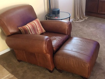 Pottery Barn Manhattan Leather Armchair Ottoman