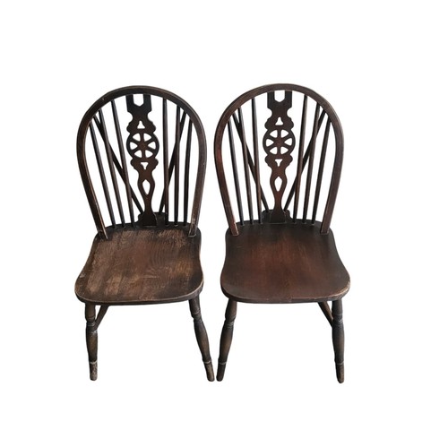 Antique Vintage Oak Wheelback Farmhouse Windsor Dining Chair X2 Please Read - Picture 1 of 16