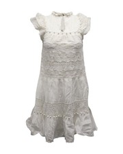 Ulla Johnson Mock Neck Ruffle Dress In Cotton Women White Size 0