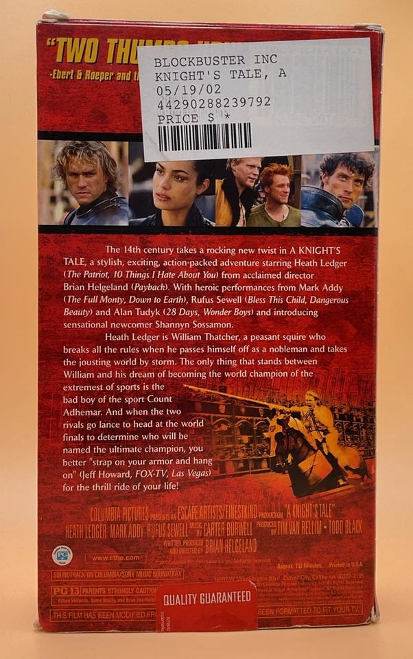 A Knight's Tale VHS 2001 Heath Ledger **Buy 2 Get 1 Free** - Image 2 of 3