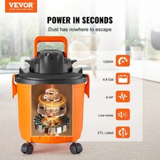 5 Gallon Wet Dry Shop Vac, 6 Peak HP, Blower Function, Portable Vacuum