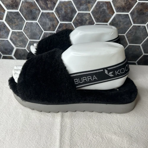 Koolaburra By UGG W FUZZ'N II SANDALI CASUAL PANTOFOLE DONNA TAGLIA 6 IN NERO
