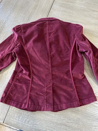 LEVI STRAUSS VELVET BURGUNDY JACKET WOMENS SMALL Jewel button - Picture 3 of 3
