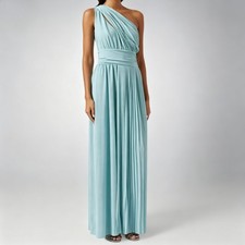 One Shoulder Pleated Sleeveless Evening Gowns Bridesmaid Wedding Guest Dresses