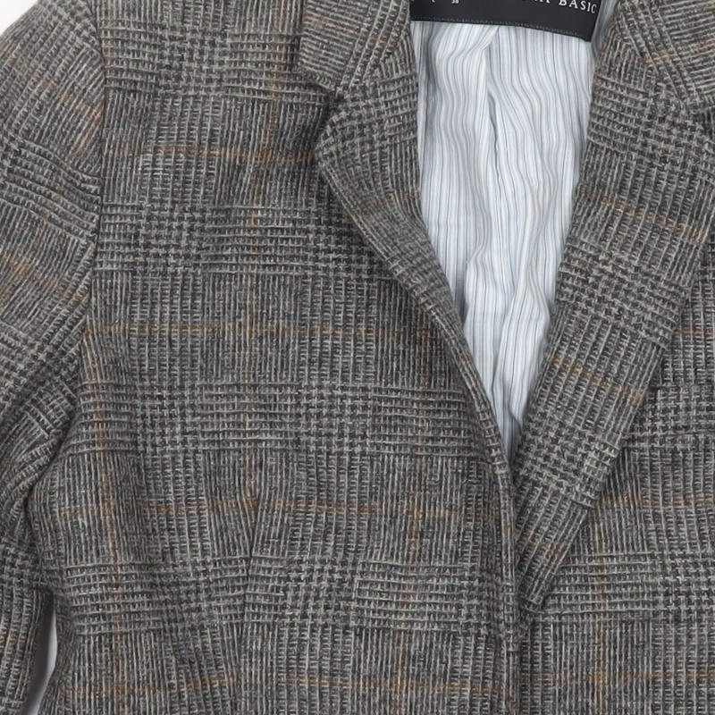 Zara Basic Womens Grey Checked Wool Blend Blazer … - image 8