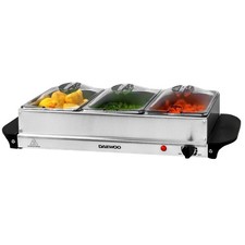 Daewoo 2-in-1 Triple 1.5L Electric Buffet Server Food & Plate Warmer w/ 3 Trays