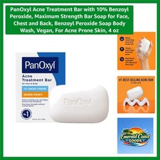 Acne Treatment Bar with 10 Benzoyl Peroxide, Maximum Strength Bar Soap for F...