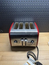 KitchenAid Model KMT4115ER0 4 Slice Stainless Steel Bread Toaster Red 