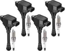 Ignition Coils & Double Iridium Spark Plugs for 09 Nissan Sentra 2.0L Set of 4