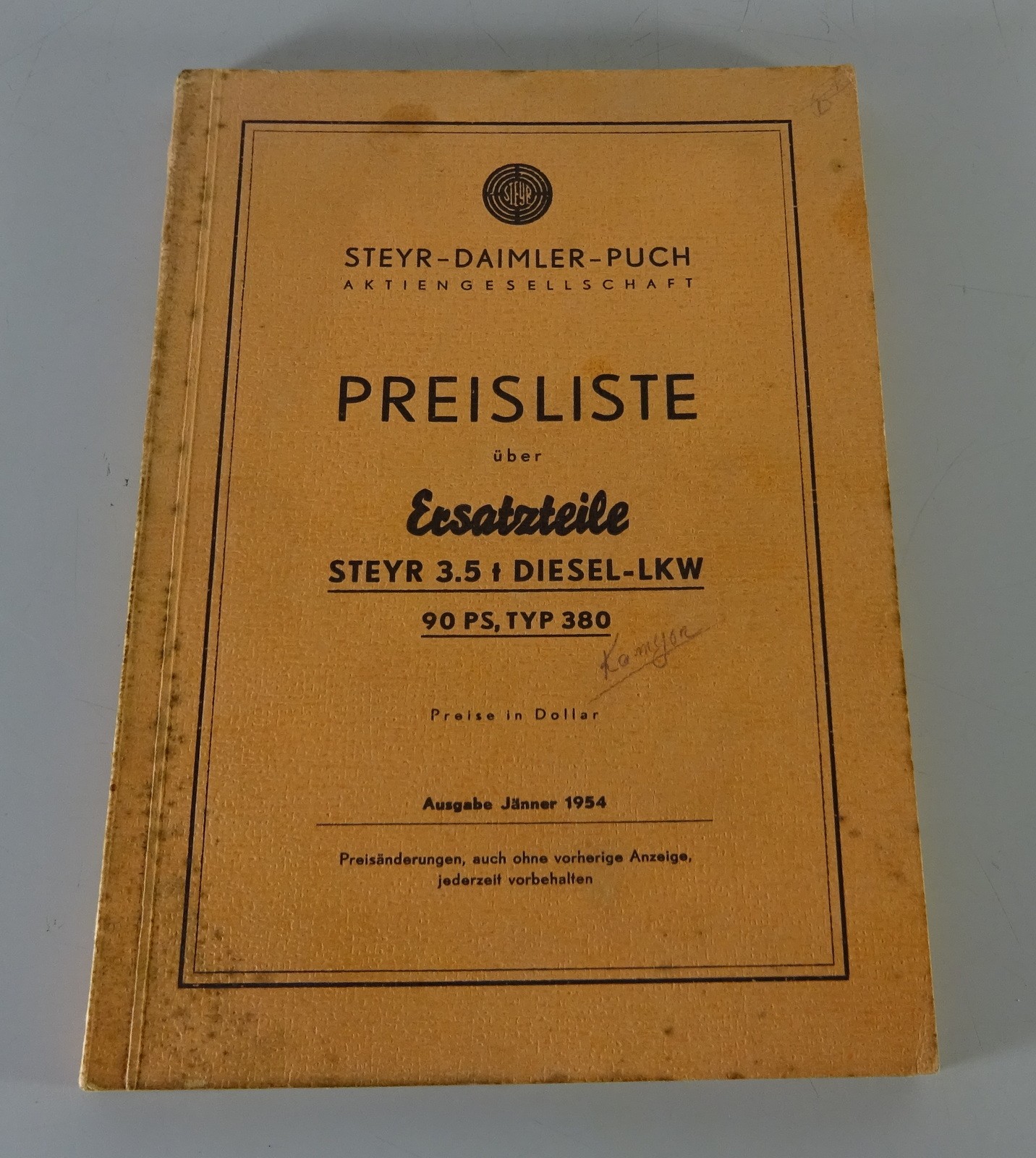 Precios Acerca De Piezas Repuesto Steyr 3,5 T - Diesel - Camión Tipo 380-90 Ps