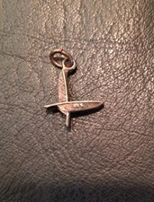 Vintage OES Silver Tone Feather Cross Pendant Charm Masonic Eastern Star Symbol 