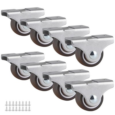 8-Pack Rigid Caster 1'', Low Profile Caster Wheel, Top Plate Fixed Caster for Tru