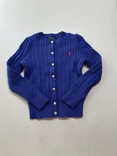 Polo Ralph Lauren Girls Size 6 Mini-Cable Cotton Cardigan Royal Blue
