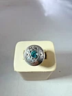 Vintage sterling silver aquamarine ring with unique swirl designs, size 8.5