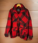 White Stag Vintage Red Black Buffalo Plaid Wool Jacket Hunting Coat L/ XL
