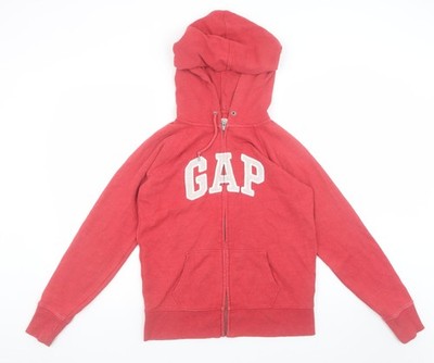 GAP Herren Jacke rot mit Kapuze und durchgehendem Reißverschluss Baumwollmischung Größe M