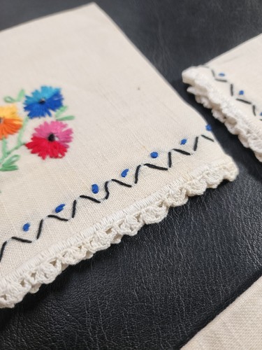 Servilletas Vintage Floral Lino Punto de Cruz Bordado Mesa Servilletas Diseño Flor - Imagen 10 de 15