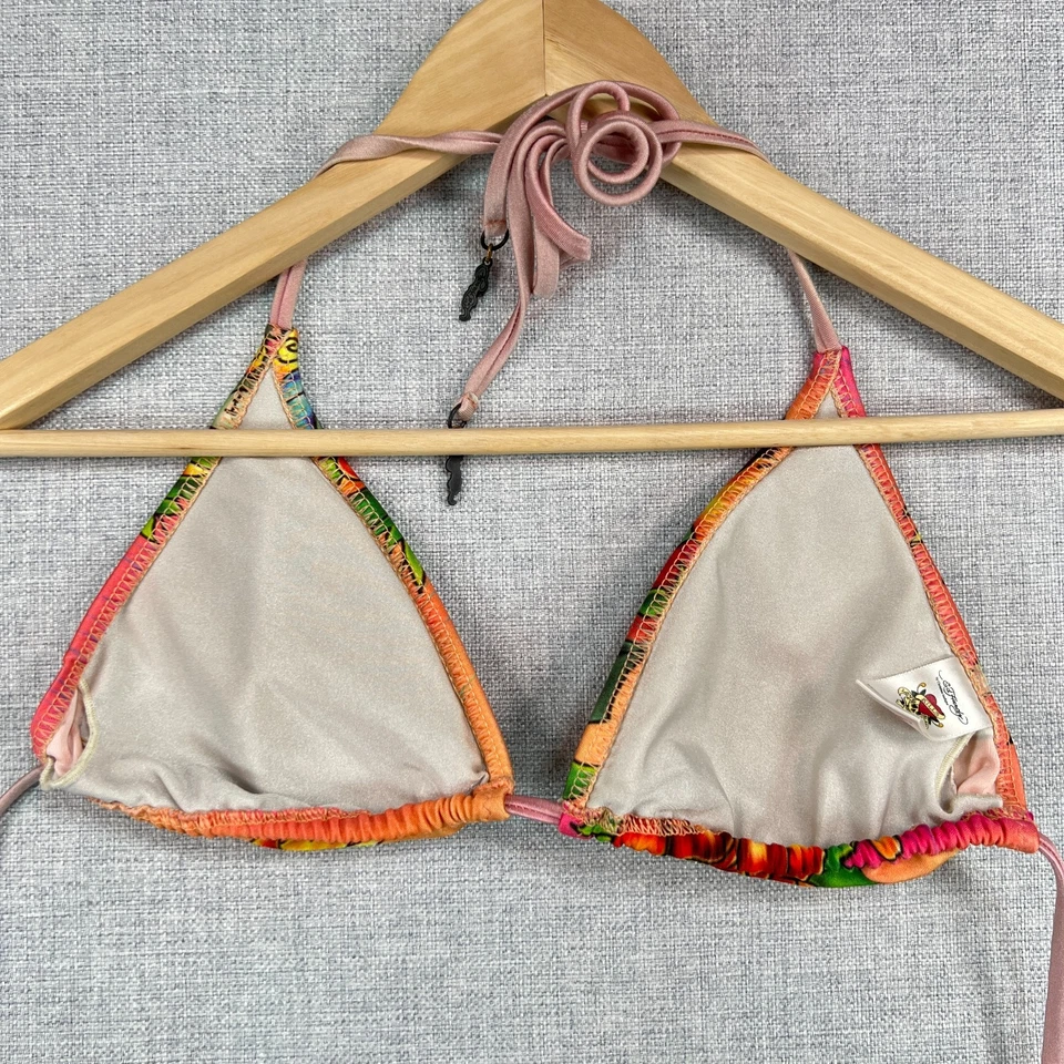 Conjunto de biquíni ED HARDY vintage Y2K True To My Love cordas ousadas tatuagem grande natação - Imagem 3 de 4