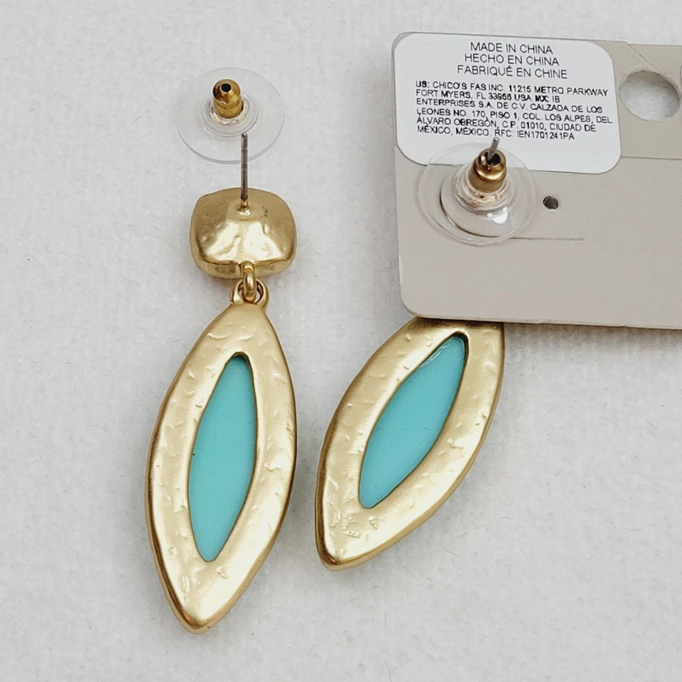 Pendientes colgantes Chico's naranja y azul joyería de moda en tarjeta sin níquel Foto 3 de 4