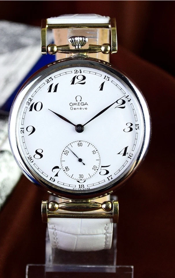 Reloj de matrimonio vintage hecho a medida con movimiento de reloj de bolsillo Omega y esfera raro Foto 2 de 4