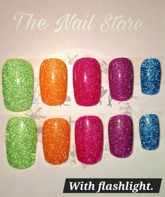 Regenbogen reflektierende Glitzer Gel falsche Nägel / 12er Set / Farbe / Form wählbar