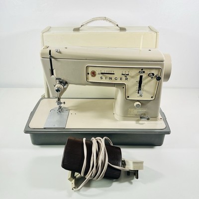 Vintage Singer 447 elektrische Nähmaschine mit Strom-/Pedalkabel, Tragetasche