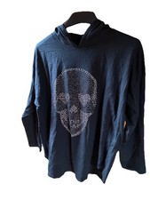 Skull Oversize-Longshirt mit Kapuze Gr. 44/46